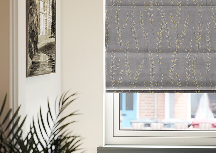 Willow Field, Stone Grey - Motorised Roman Blind - Image 5
